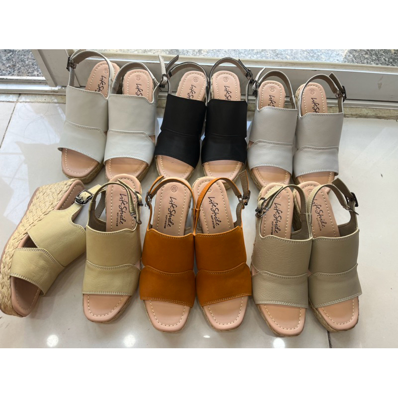xuồng da thật, đế cói 7cm(35-39)
