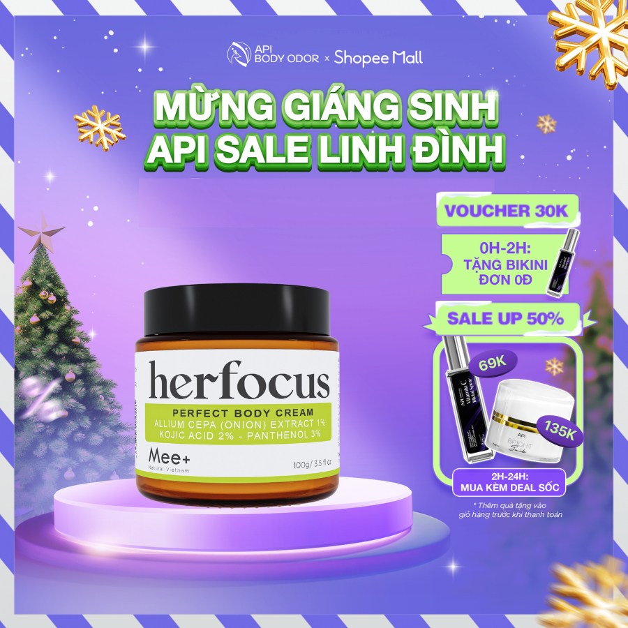 Kem dưỡng ẩm viêm nang lông HERFOCUS 100ml, giảm thâm, làm trắng da body, giúp da mềm mịn màng MEE NATURAL