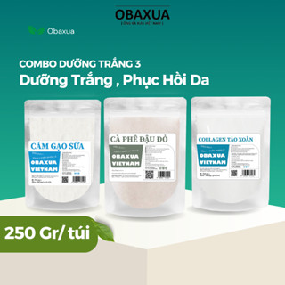 Bột Đậu Đỏ Cà Phê, Bột Cám Gạo, Dẻo Colagen Tảo Lục (Combo Làm Đẹp Da Obaxua) 250g/túi - Giúp Dưỡng Trắng, Phục Hồi Da