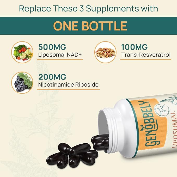 Genobbely Liposomal NAD+ 800mg Viên uống chống lão hóa, sửa chữa tế bào Nicotinamide Mononucleotide