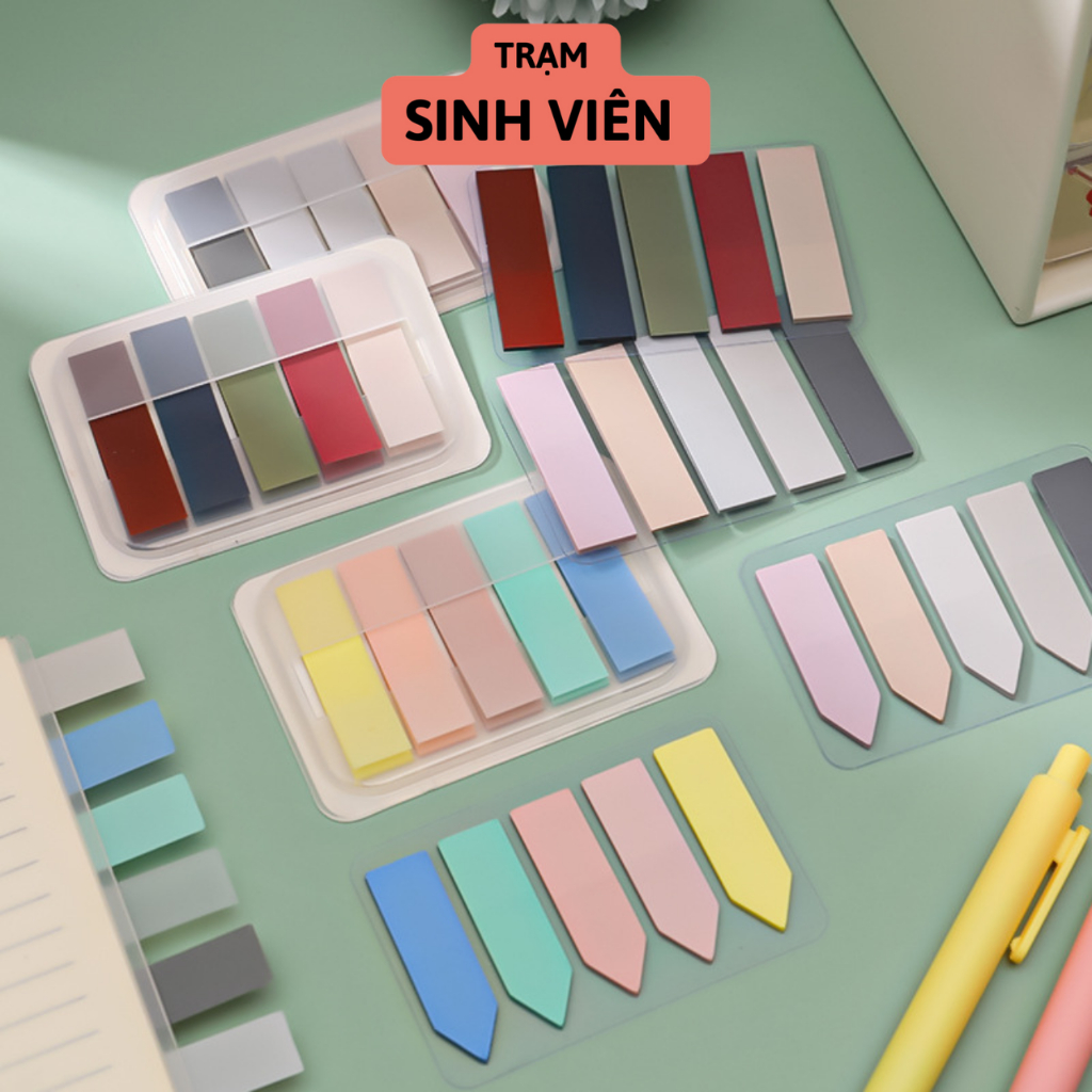 Set 100 Tờ Giấy Note, Giấy Dán Ghi Chú Đánh Dấu Trang Màu Morandi/Macaron - Trạm Sinh Viên.