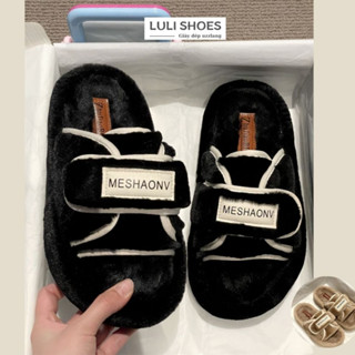 [HCM] Dép lông nữ bông đi trong nhà dép quai ngang mềm mại cute mùa đông 2023 Meshaonv fullbox dép thành phố hcm