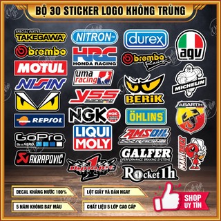 Bộ 30 sticker hình dán decal tem xe logo sticker trang trí xe racing boy
