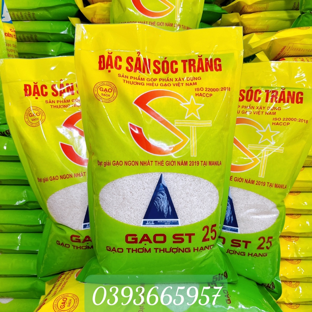 GẠO ST25 Loại 1 Bao 5KG (  Gạo Ngon Nhất Thế Giới ) Dẻo Mềm Thơm Cơm