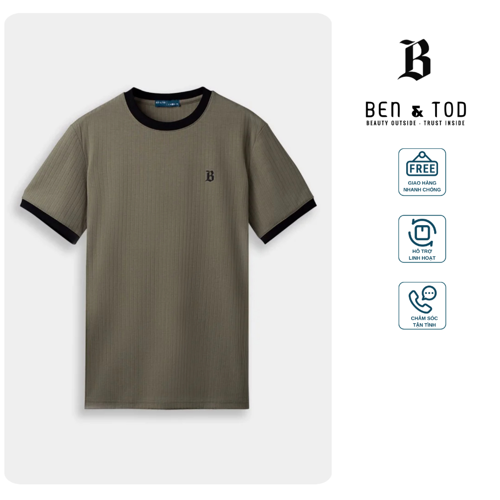 Áo Thun Phối Bo BEN & TOD CS1210BB125 trẻ trung, thoải mái, thanh lịch