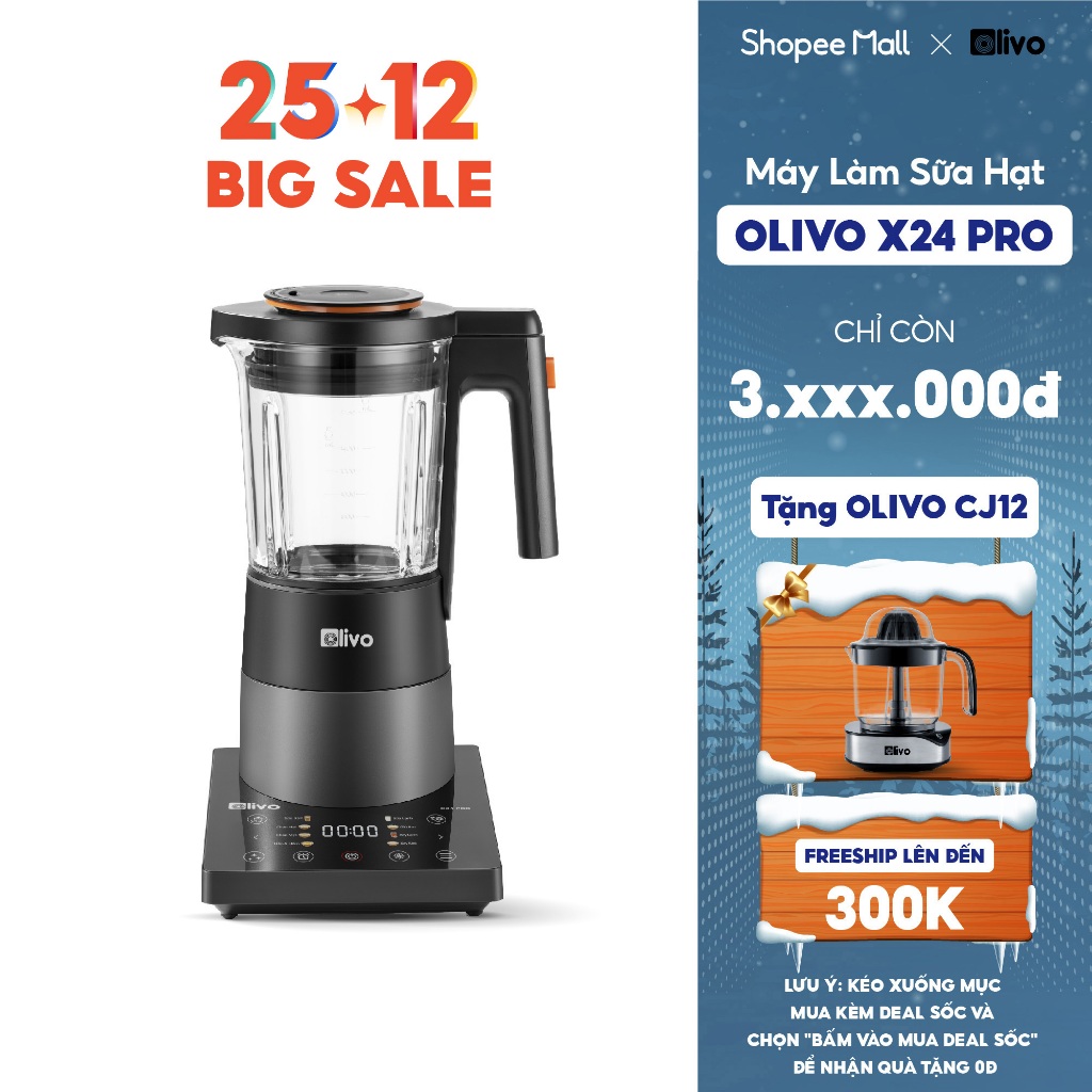 Máy Làm Sữa Hạt OLIVO X24 PRO – 13 Chức Năng – Công Suất 2100W – Mâm Nhiệt Gốm Chống Khê Cối – Livo Making Life Easier