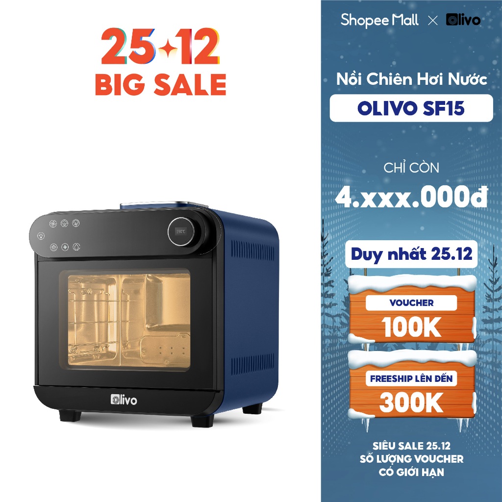 Nồi Chiên Hơi Nước OLIVO SF15 – 37 Chương Trình Cài Sẵn – Dung Tích 15L – Công Suất 2620W - Livo Making Life Easier