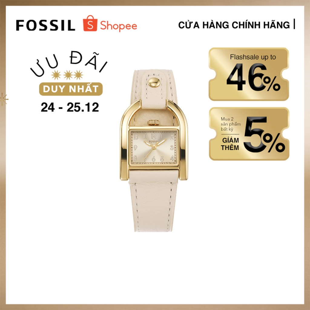 Đồng hồ nữ Fossil Hardwell ES5280 dây da - màu nude