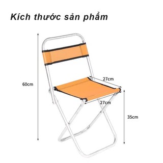 Ghế gấp gọn đi du lịch, cắm trại, câu cá Ghế xếp mini hợp kim nhỏ gọn tiện dụng, chịu tải tốt - tựa