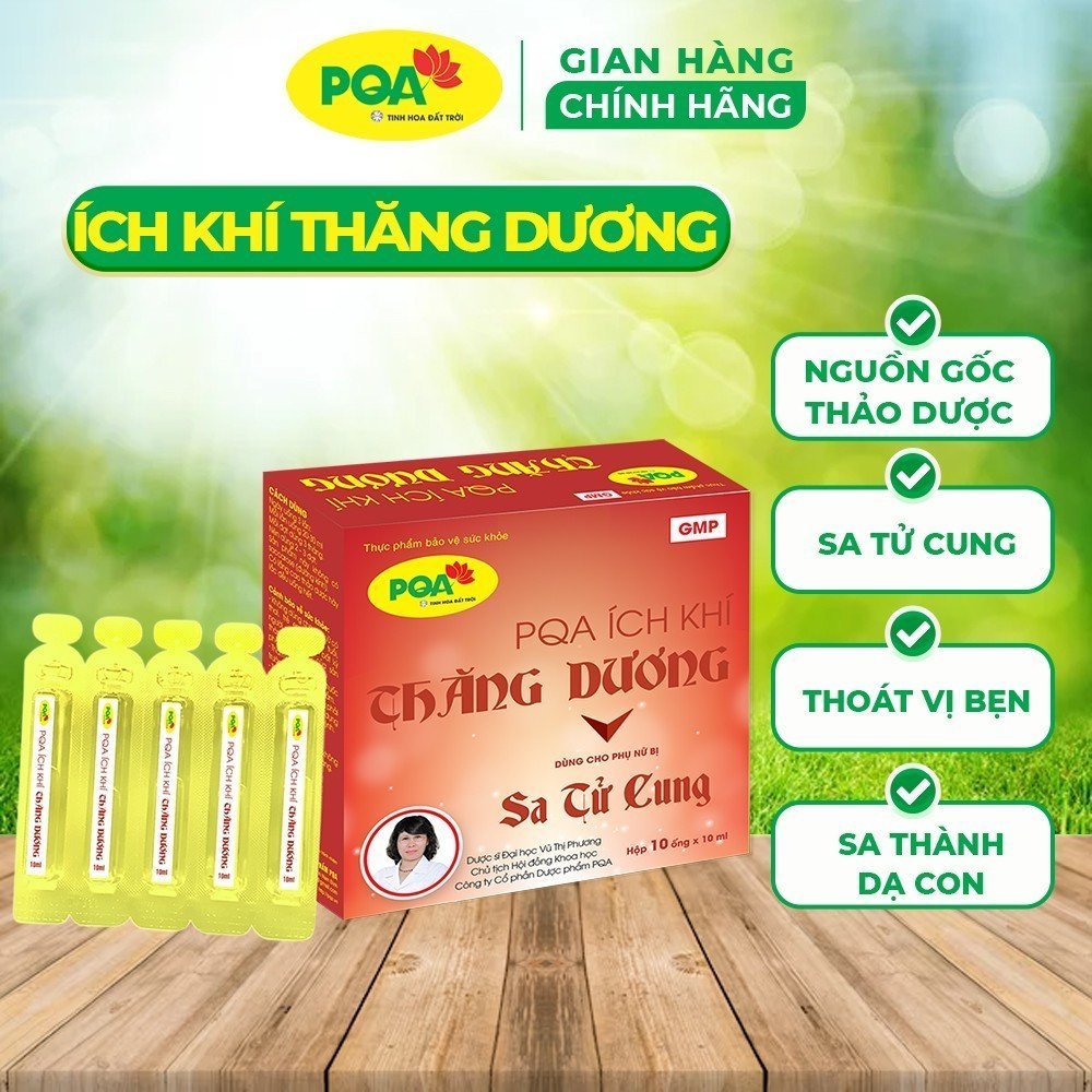 PQA Ích Khí Thăng Dương dùng cho phụ nữ bị sa tử cung hộp 10 ống