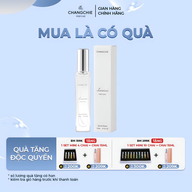 Nước hoa nữ CHANGCHIE Luxurious dạng xịt 15ml, lưu hương 8-12h, hương thơm sang trọng, quý phái ngọt ngào