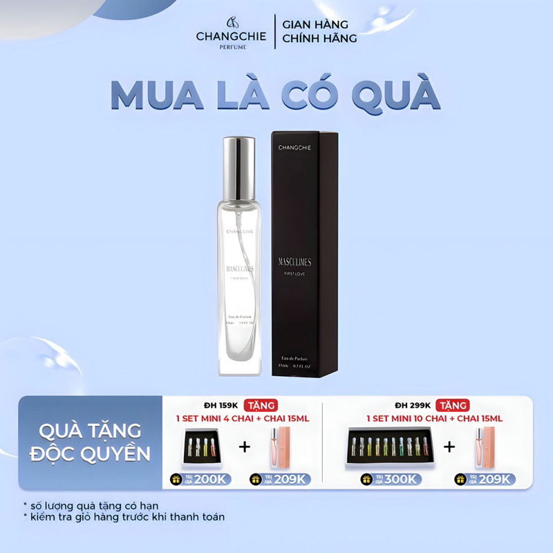 Nước hoa nam thơm lâu CHANGCHIE Masculimes dạng xịt 15ml lưu hương 8-12h, thiết kế tinh tế nhỏ gọn dễ mang theo - M001