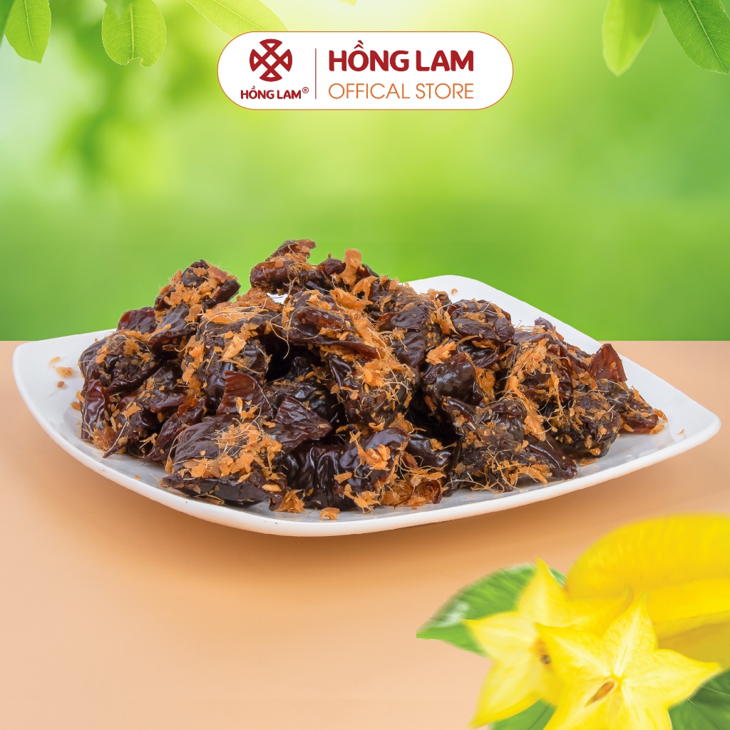 Ô mai (xí muội) khế gừng Hồng Lam, hộp (200gr, 300gr, 500gr). Có vị chua, mặn, ngọt