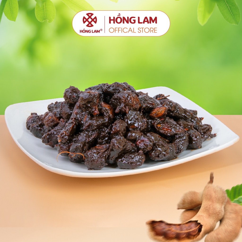 Ô mai (xí muội) me xào cay Hồng Lam, dạng hộp (200gr, 300gr). Có vị chua, cay, mặn ngọt