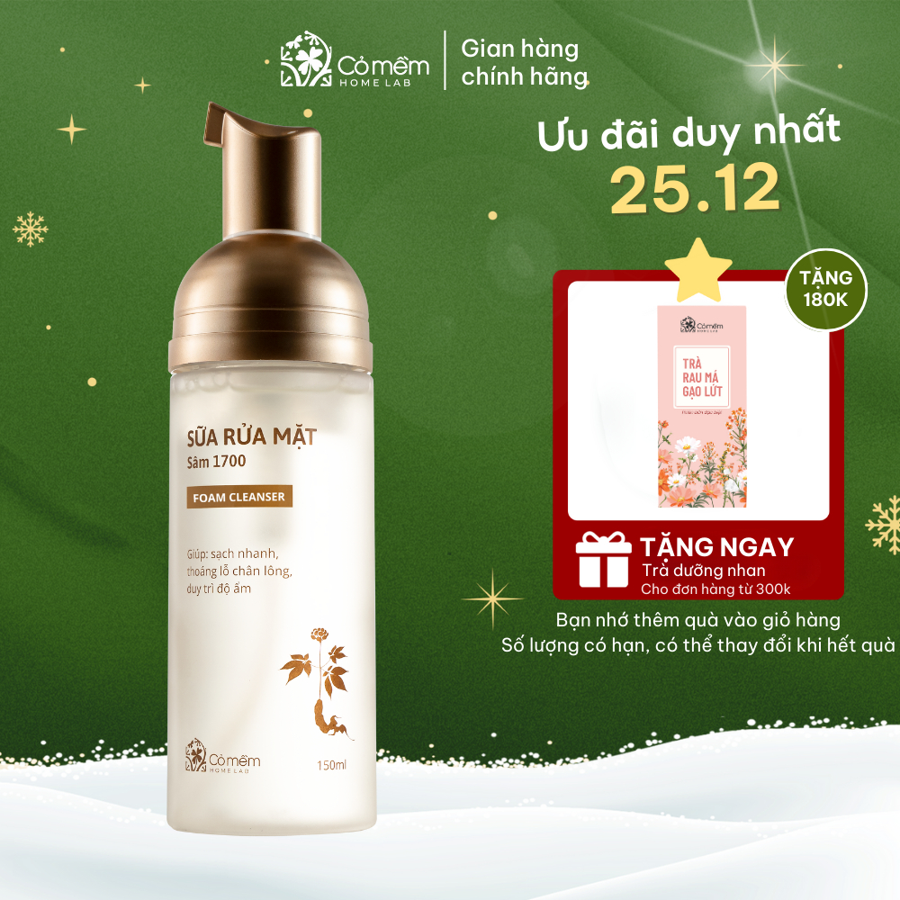 Sữa Rửa Mặt Tạo Bọt Sâm 1700 Làm Sạch Da Thoáng Lỗ Chân Lông Cỏ Mềm 150ml