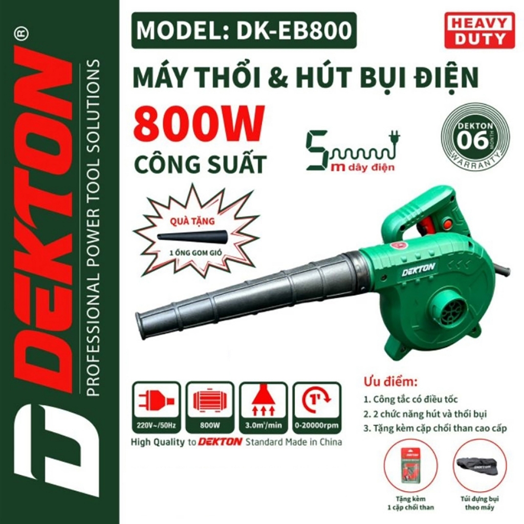 Máy thổi hút bụi cầm tay DEKTON EB800 công suất 800W, nhiều tốc độ, 2 chức năng