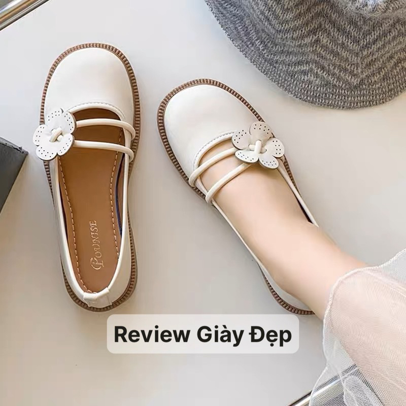 Giày búp bê lolita dây cài đế buộc Nơ To Cao Cấp bb-0213