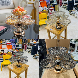 Khay mứt xoay thuỷ tinh, Kệ đựng hoa quả bánh kẹo mứt tết bằng thuỷ tinh cao cấp siêu sang chảnh, phong cách Châu Âu