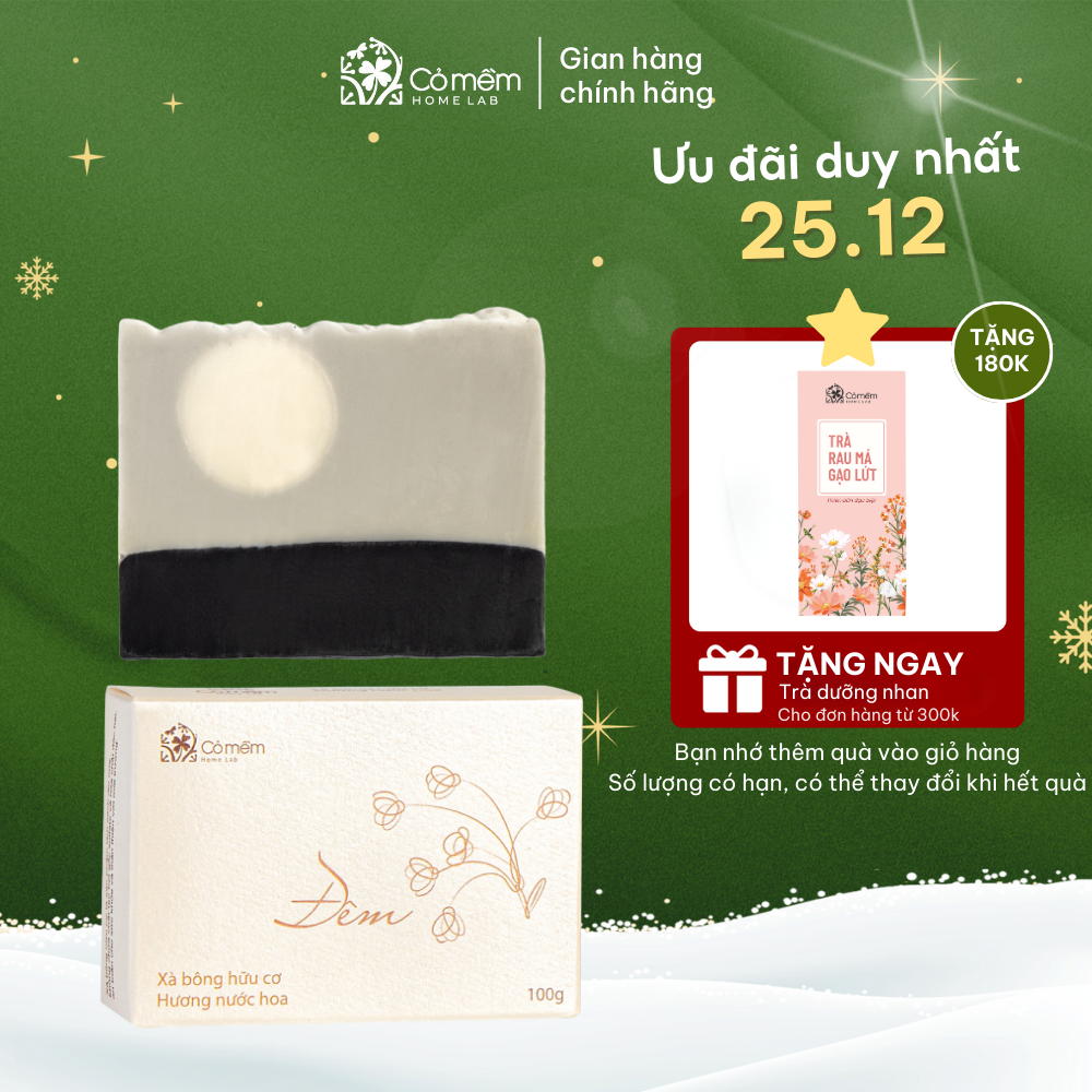 Xà Bông Tắm Và Rửa Mặt Hữu Cơ Hương Nước Hoa An Toàn Từ Thiên Nhiên Cỏ Mềm 100g