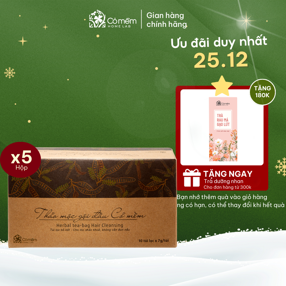 Combo Thảo Mộc Gội Đầu Kích Thích Mọc Tóc Giảm Rụng Tóc Cỏ Mềm