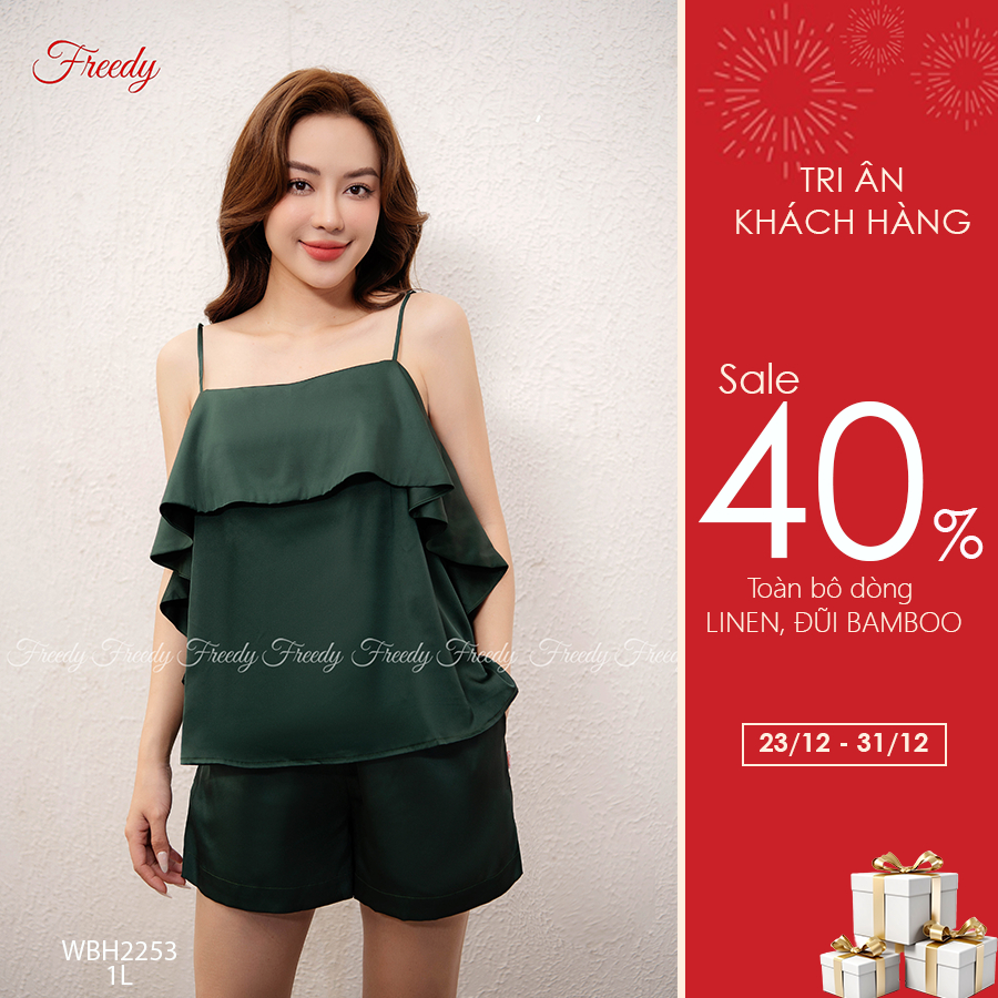 Bộ 2 dây Freedy nữ lụa ngọc trai xanh rêu - WBH2253