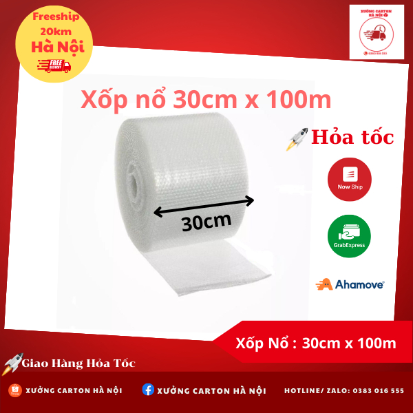 Xốp bọt khí 30cm x 100m, Màng xốp hơi bọc hàng, xốp chống sốc , xốp nổ ( Tối đa 2cuộn/đơn )
