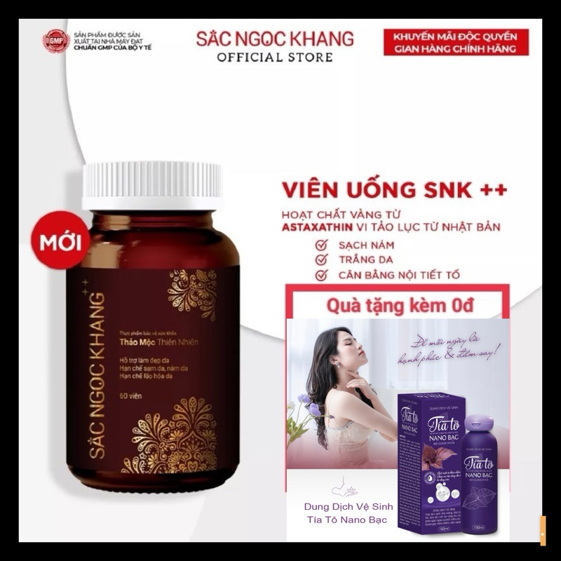 ✅ Viên Uống Sắc Ngọc Khang ++ chống lão hóa da, giảm nám, tàn nhan cao cấp [Hộp 60 Viên]