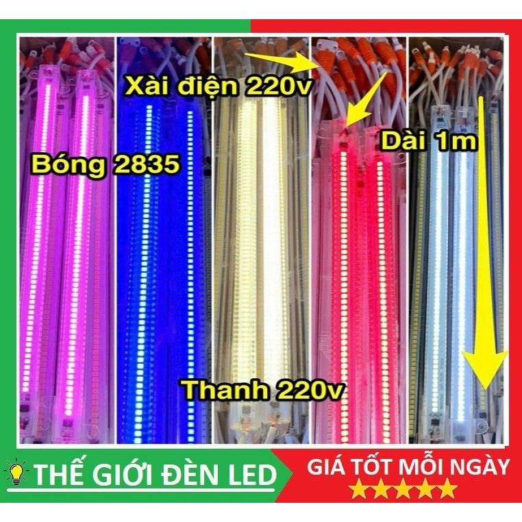 (HỎA TỐC) Led thanh 220V dài 1M điện áp 220V ánh sáng đủ màu
