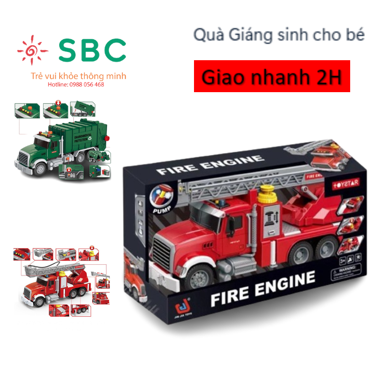 (Sẵn hàng HCM) - Đồ chơi xe cứu hỏa có nhạc, phun nước cao cấp cho bé