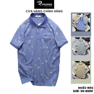  Áo Thun Polo Nam Rurumen - Áo Thun Cổ Bẻ Trung Niên Chất Cotton Muối - Áo Thun Cho Bố Có Túi Big Size 