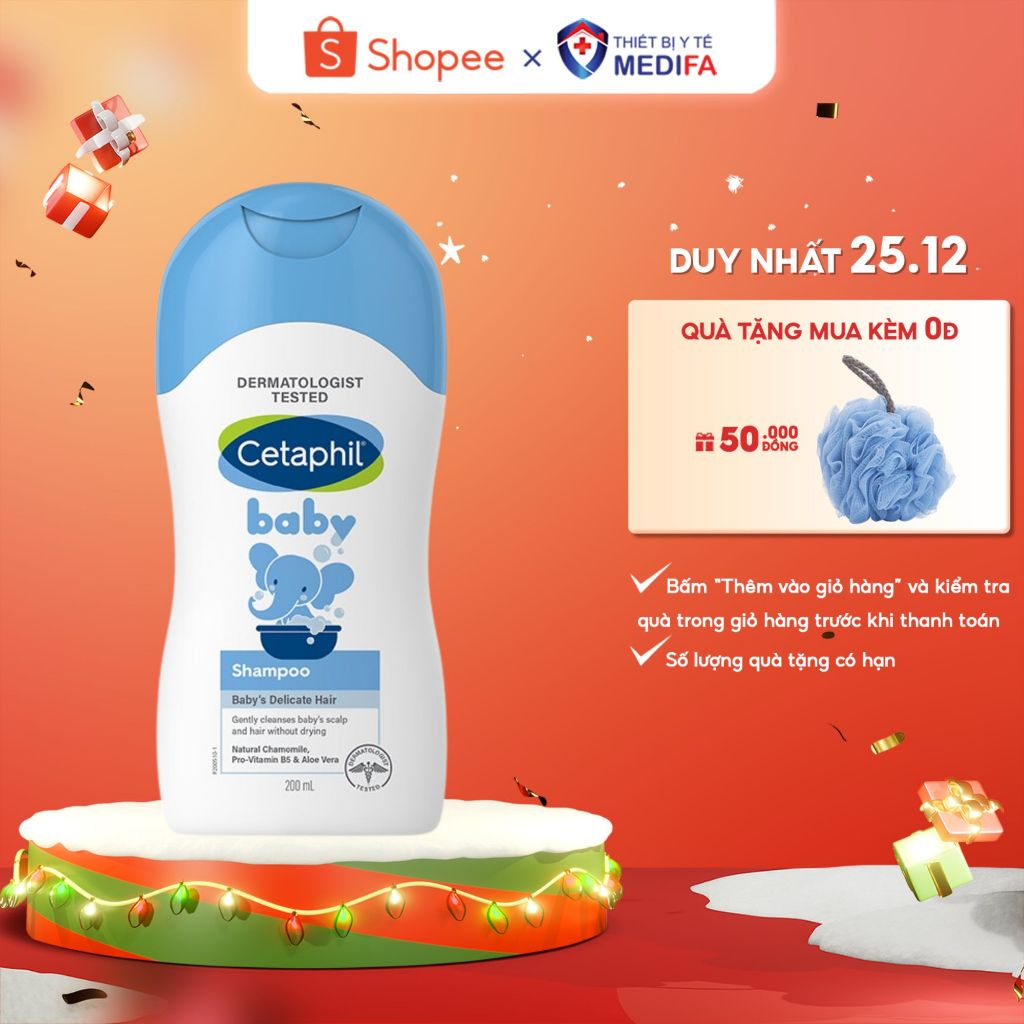 Dầu gội cho bé Cetaphil Baby Shampoo 200ml lành tính, mềm mượt, giữ ẩm, không kích ứng