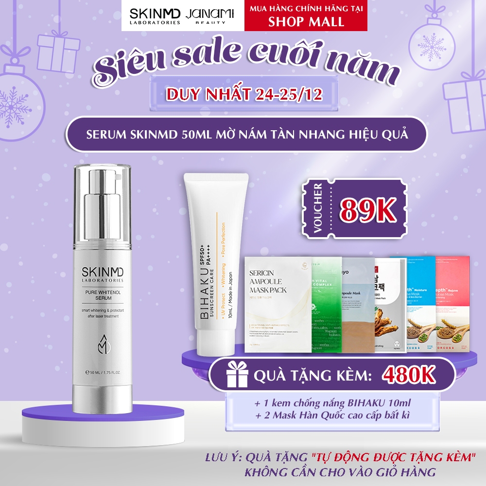 Serum mờ nám tàn nhang SkinMD Pure Whitenol Serum 50ml trắng đều màu da