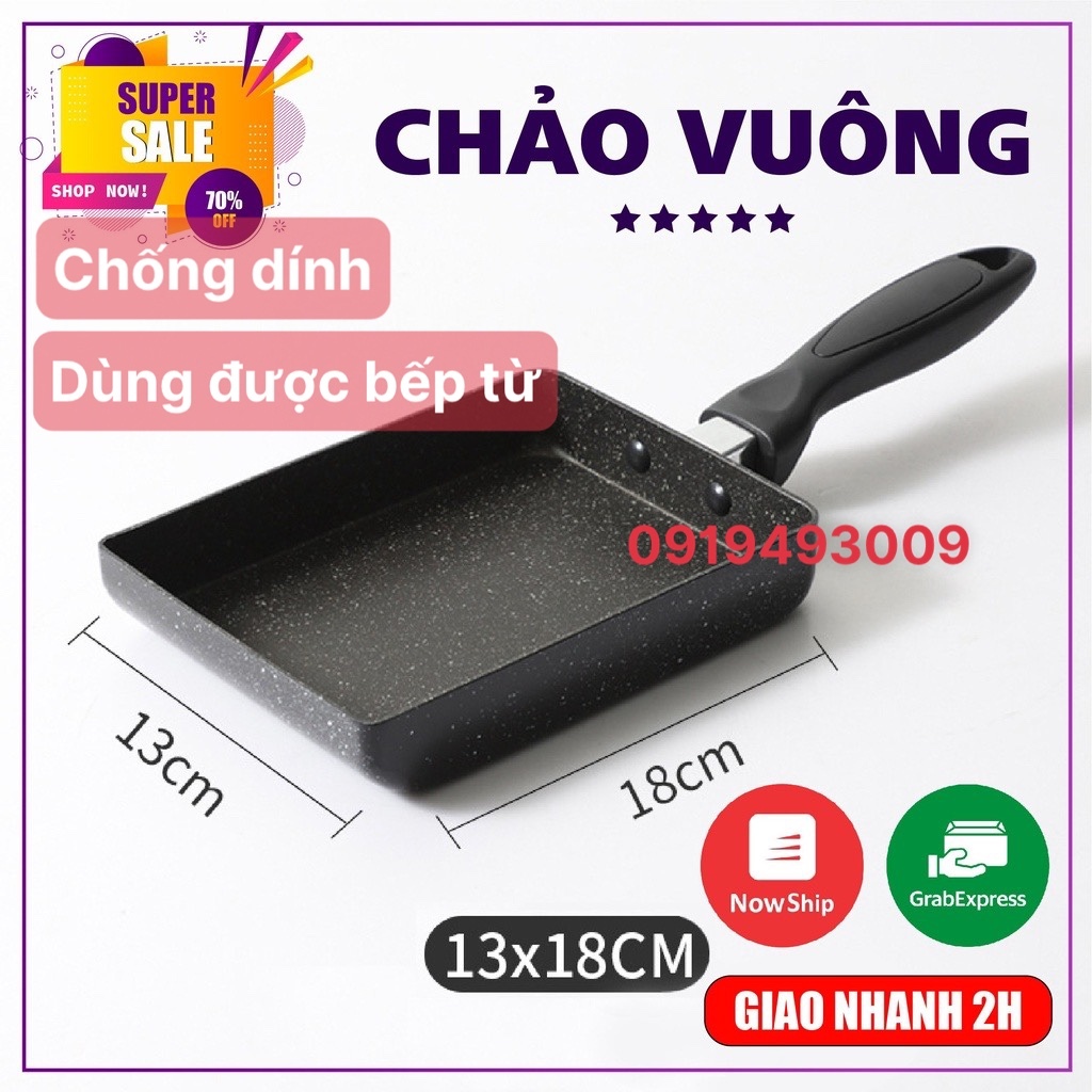 Chảo chống dính bếp từ hình chữ nhật mini chống dính chiên trứng cuộn tiện dụng, ốp la cao cấp kèm ảnh thật