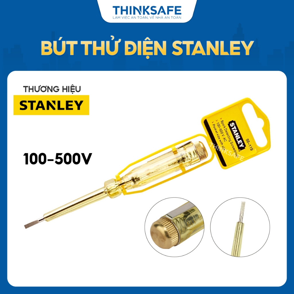 Bút thử điện Stanley 66-119 chất lượng cao, kiểm tra dòng điện trong phạm vi từ 100-500V an toàn, dễ sử dụng - Thinksafe