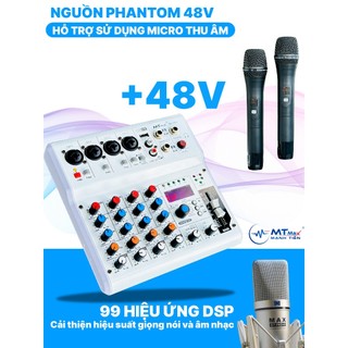 Max-16pro mixer mini mtmax - tích hợp nguồn 48v, 99 hiệu ứng dsp, hát livestream, thu âm, karaoke
