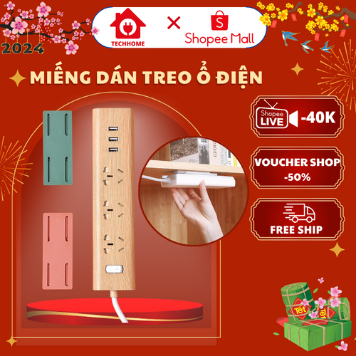 Miếng cố định ổ điện, modem wifi dán tường, Giá treo tường cố định ổ điện chắc chắn bằng nhựa tháo lắp dễ dàng