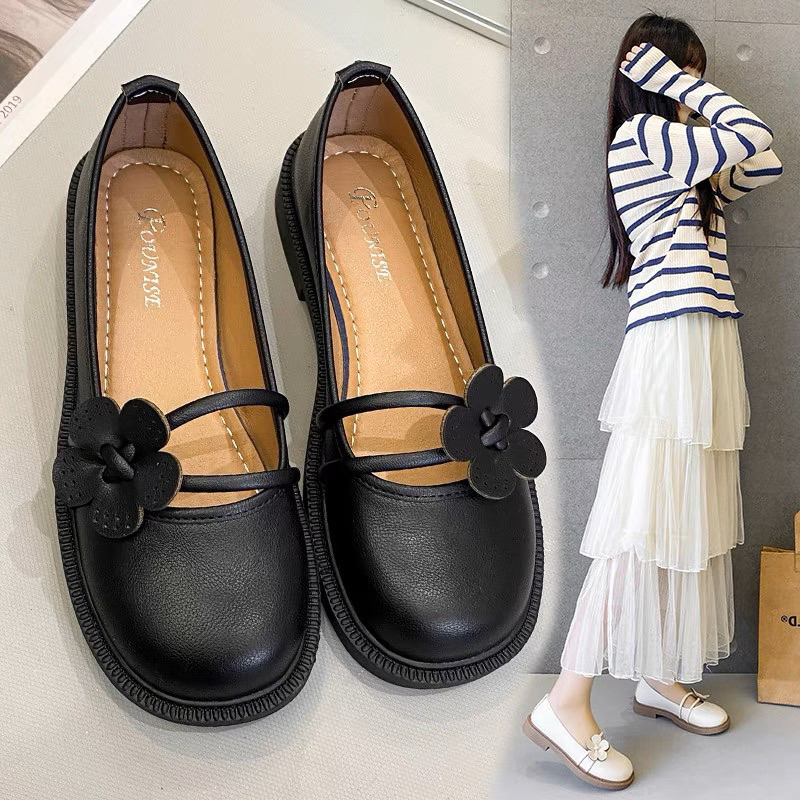 Giày búp bê lolita dây cài đế buộc Nơ To Cao Cấp bb-0213