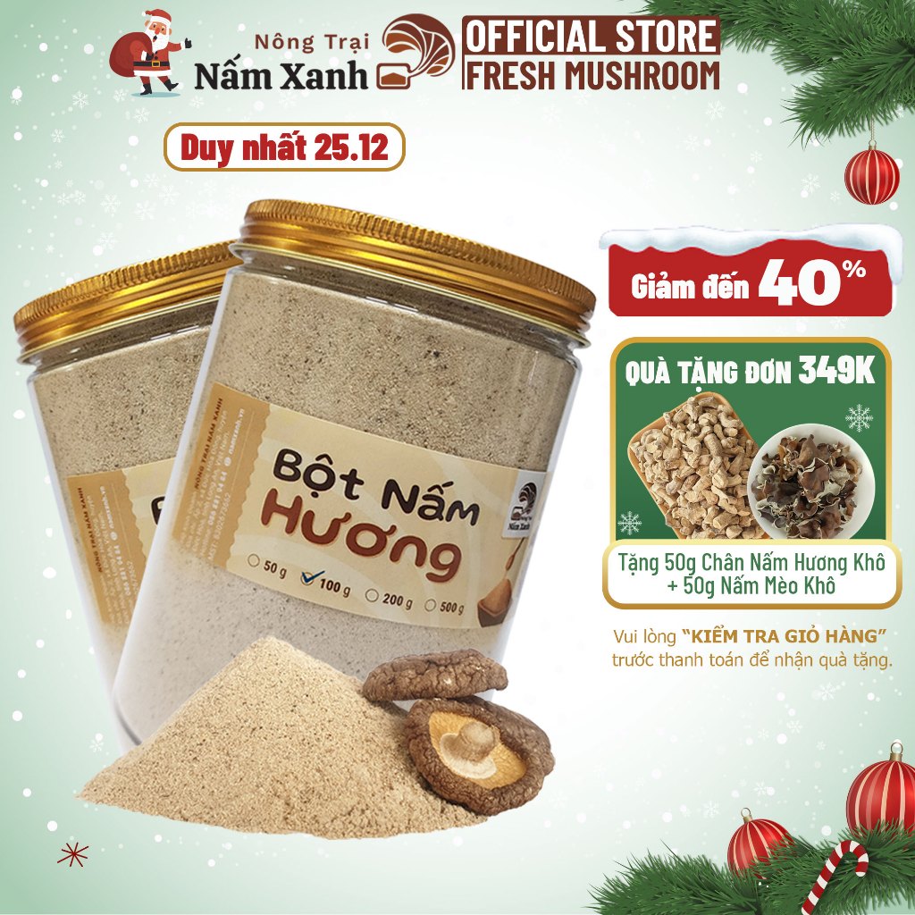 Bột Nấm Hương (Đông Cô) Túi 500gr 1kg Nêm Vị Umami Cho Món Ăn Ngọt Thanh - Nông Trại Nấm Xanh