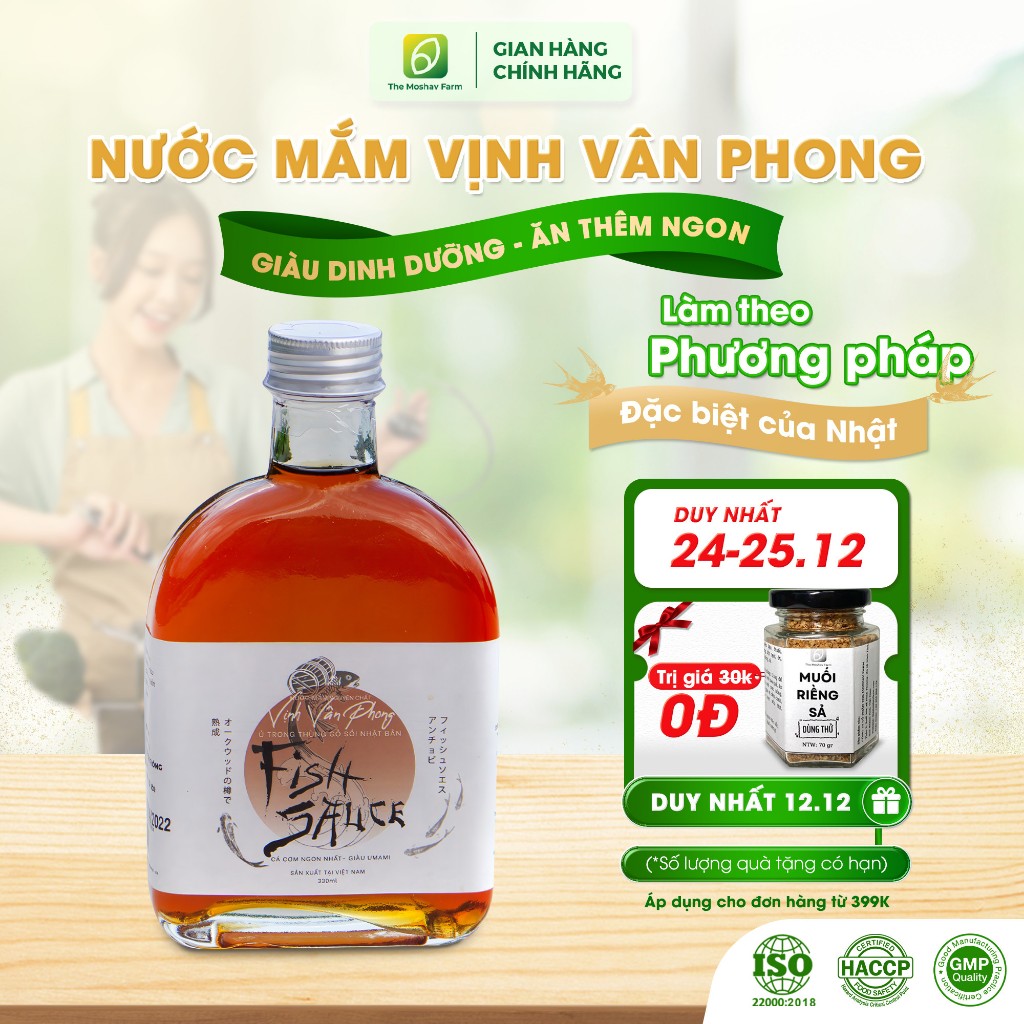 Nước Mắm Vịnh Vân Phong - The Moshav Farm Cá Cơm Tươi, Muối Biển Sạch - An Toàn Sức Khỏe Cho Cả Nhà,Combo 2 Chai