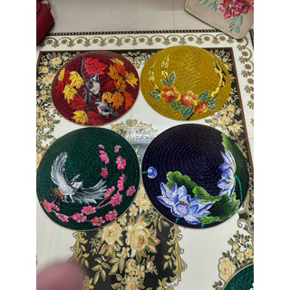 Nón cỏ bàng vẽ chim sẻ - hạc