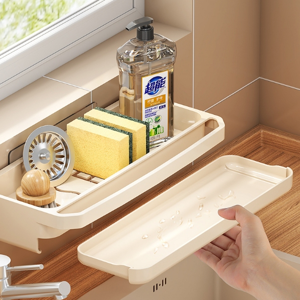 Kệ Để Đồ Rửa Chén Bát OSBSY 26cm, Giá Đựng Miếng Rửa Bát, Có Khay Chứa Nước Đa Năng