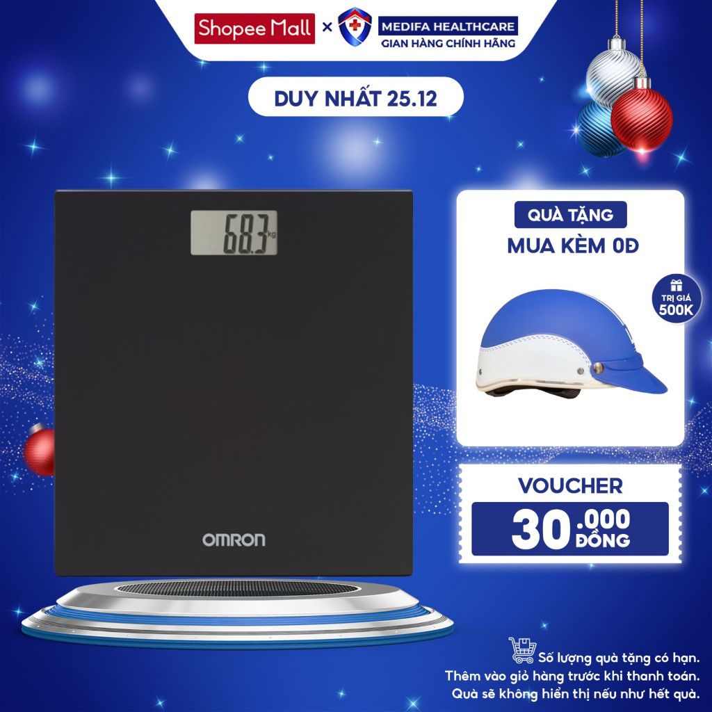 Cân Sức Khỏe Điện Tử Omron HN-289 Cảm Biến Thông Minh, Mặt Kính Cường Lực Chịu Tải Trọng Tốt