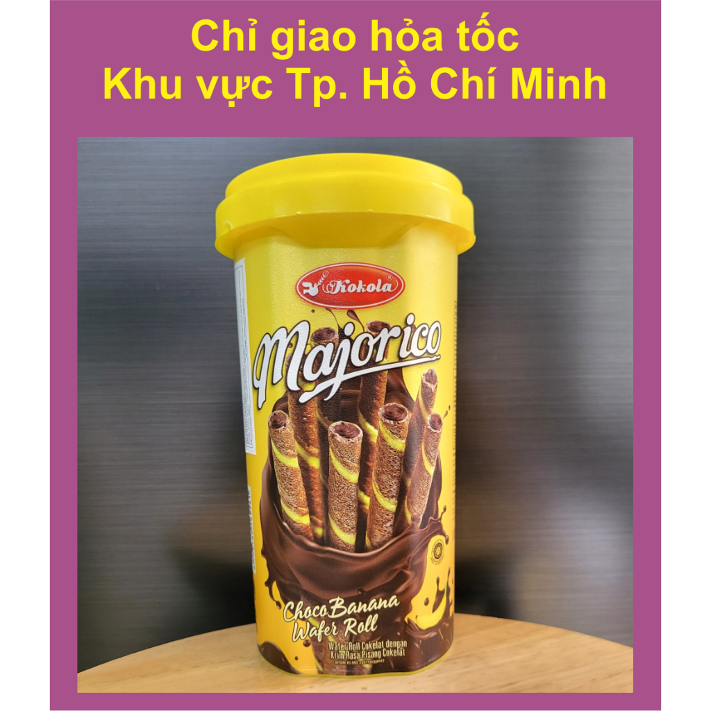 (HSD 25/4/2024) KOKOLA - hộp VÀNG 250g - BÁNH QUE VỊ CHUỐI SÔ CÔ LA / INDONESIA / MAJORICO Chocolate Banana Wafer Roll (