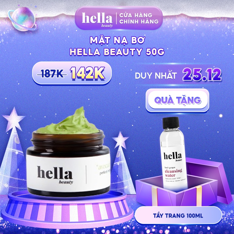 Mặt nạ bơ làm sạch ẩm mịn cho da Hella Beauty 50g an toàn cho da nhạy cảm