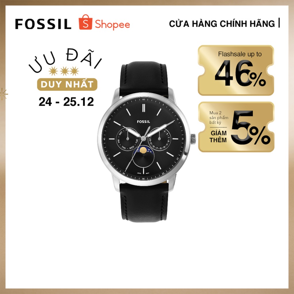 Đồng hồ nam Fossil NEUTRA FS5904 dây da - màu đen