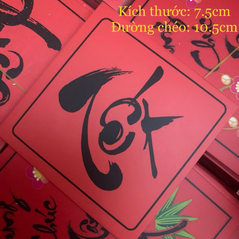 100 tem dán decal sticker năm mới màu đỏ tem Tết Happy New Year