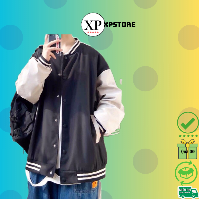 Áo Khoác Bomber dù Trơn Nam/Nữ form unisex