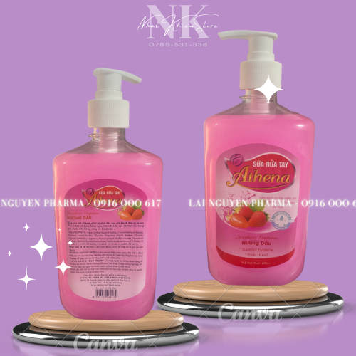 Nước rửa tay diệt khuẩn hương dâu Athena 600ml