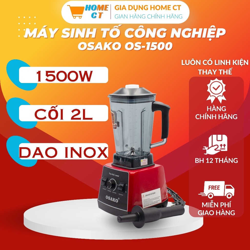 Máy xay sinh tố công nghiệp OSAKO OS-1500 đa năng công suất 1500W xay rau củ quả, ngũ cốc đồ khô xay rau má - HOME CT