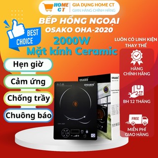 Bếp hồng ngoại 2000w osako oha-2020 mặt kính ceramic chống trầy, bếp nấu đa năng, hẹn giờ an toàn - home ct